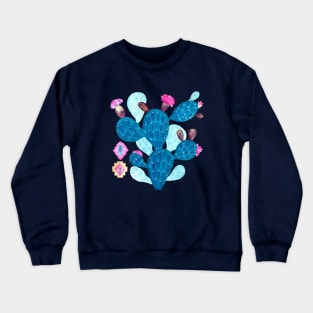 Watercolor Mexican cactus with folk flowers Aztec tiles Crewneck Sweatshirt